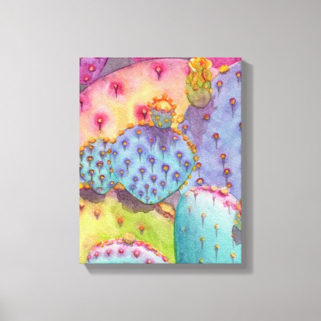 Prickly Pear Cactus Canvas Print Art Piece Leinwanddruck (Vorderseite)