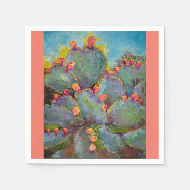 Prickly Pear Cactus Paper Getränkedose Serviette (Vorderseite)