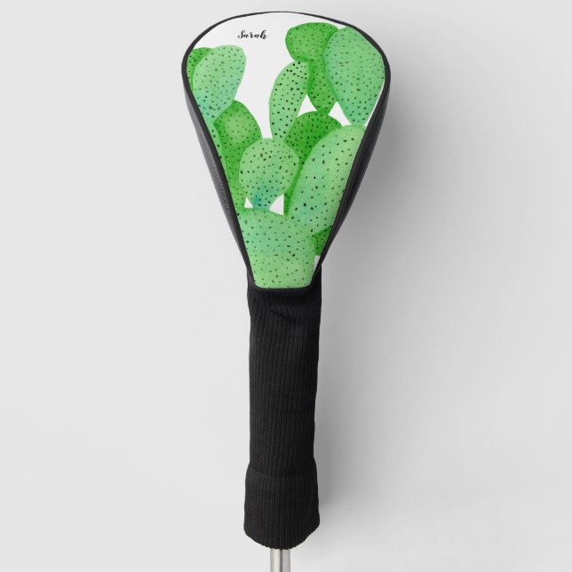 Prickly Pear Cactus Script Personalisiert Golf Headcover (Vorderseite)