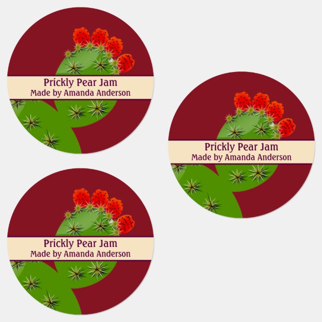 Prickly Pear Jam Modern Circle Food Label Etiketten (Gruppe)