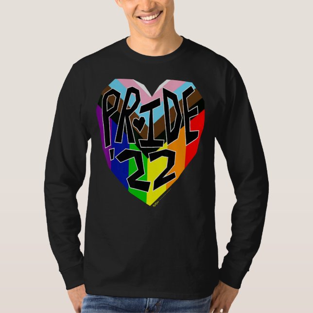 Pride'22 Progress Gay Pride Rainbow Word Design T-Shirt (Vorderseite)