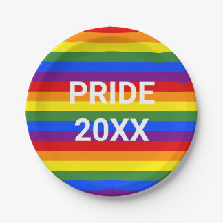 PRIDE 2023 Rainbow Stripe Pattern Party Pappteller