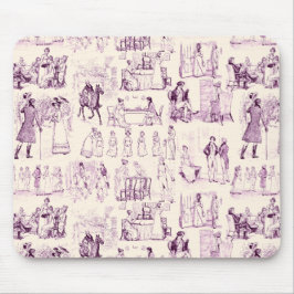 Pride and Prejudice Toile de Jouy Plum und Apricot Mousepad