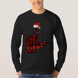 Pride Asl Merry Christmas Gebärdensprache Rot Kari T-Shirt