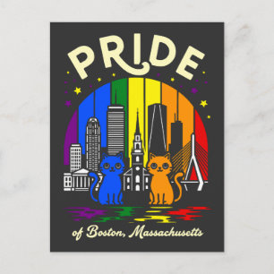 Pride Boston City Massachusetts Regenbogenflagge Postkarte