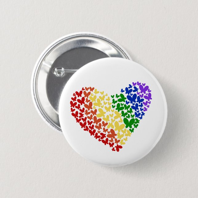 Pride Butterfly Herd - LGBTQ+ Flaggenfarben Button (Vorne & Hinten)