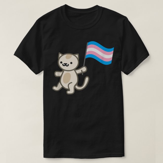 Pride Cat Holding Transgender Flag  T-Shirt (Design vorne)
