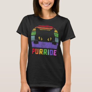 Pride Cat Purride Gay LGBTQ Regenbogenflagge Retro T-Shirt