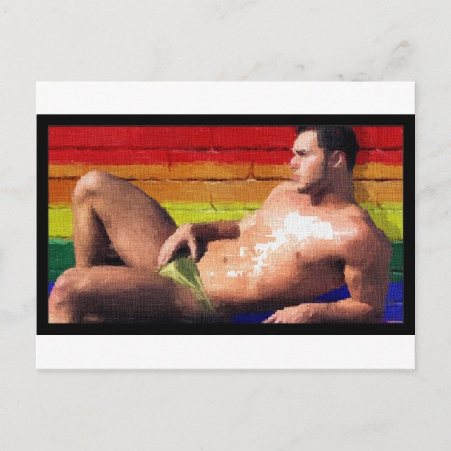 PRIDE Dach Hunk - Original-Malerei Postkarte (Vorderseite)