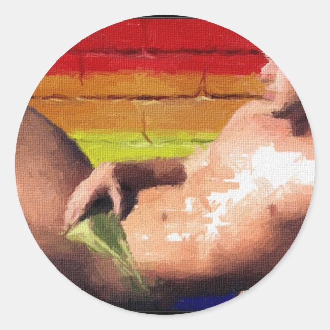 PRIDE Dach Hunk - Original-Malerei Runder Aufkleber (Vorderseite)