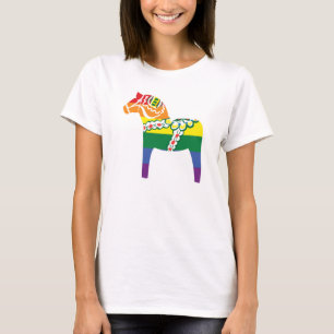 Pride Dalahäst   Dala Pferd in Regenbogenfarben T-Shirt