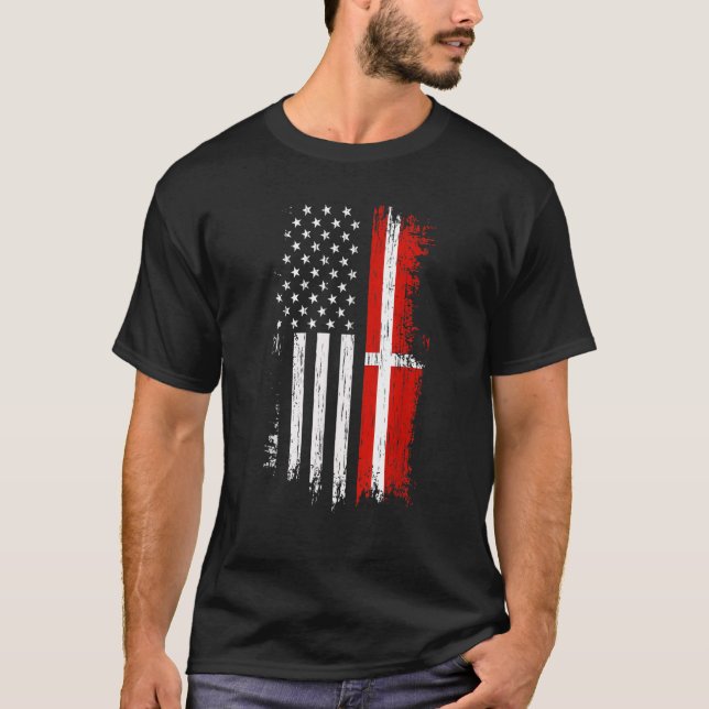 Pride Denmark USA Danish American Flag T-Shirt (Vorderseite)