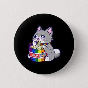 Pride-Flagge mit Anime-Pride-Katze mit einer Katze Button