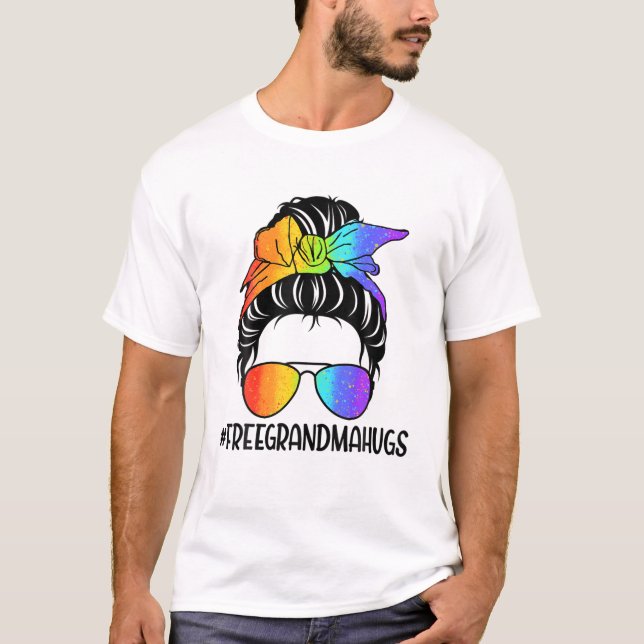 Pride Free Oma Hugs T Proud Lesbian Gay Pride T-Shirt (Vorderseite)