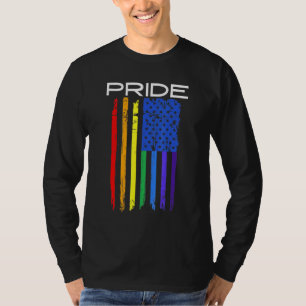 Pride Gay LGBT Monat Vintage Retro Regenbogen Amer T-Shirt