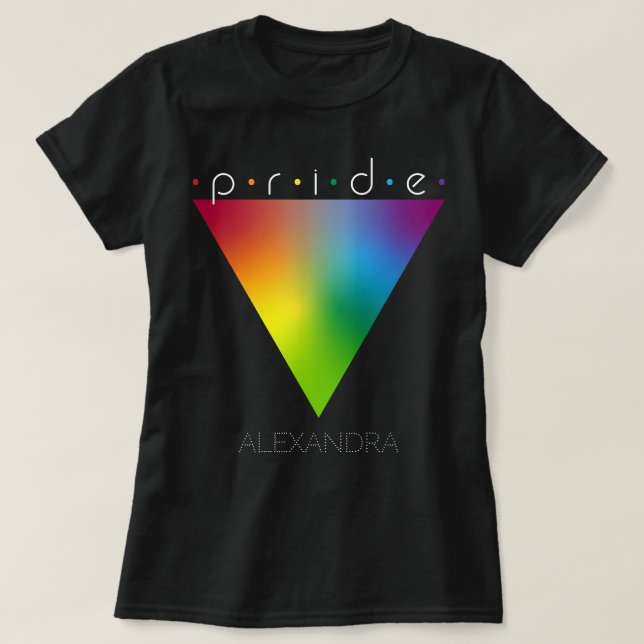 Pride Gay LGBTQ Que Trendy Rainbow Triangle Name T-Shirt (Design vorne)