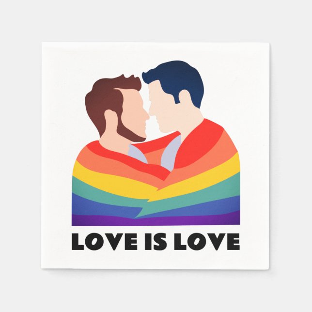 Pride Gay Liebe ist Liebe LGBT Liebe Gesichter Serviette (Vorderseite)