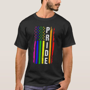 Pride Gay Us Flag Retro Lgbt Transgender Awareness T-Shirt