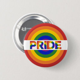 PRIDE Geometric Rainbow Bullseye Button