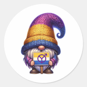 Pride Gnome Sign Runder Aufkleber