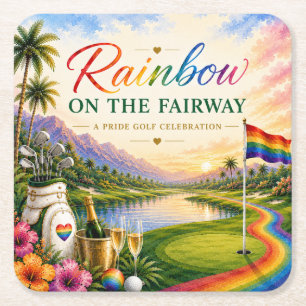 Pride Golf Regenbogen auf der Fairway-Feier Rechteckiger Pappuntersetzer