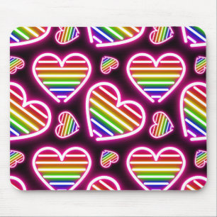 Pride Heart Neon Signs Mousepad