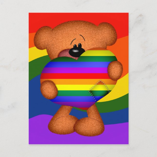 Pride Heart Teddy Bar Postkarte (Vorderseite)