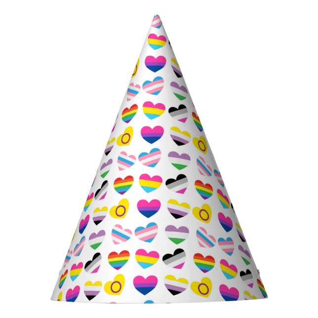 Pride Hearts Party Hat Partyhütchen (Vorderseite)