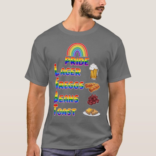 Pride Lager Greggs Beans Toast Rainbow Color T-Shirt (Vorderseite)