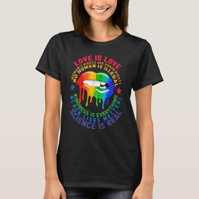 Pride Lgbt Blm Equality Rainbow Lips Lgbtq Liebe T-Shirt (Vorderseite)