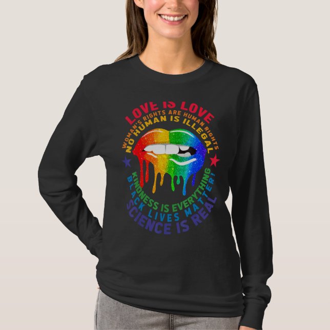 Pride Lgbt Blm Equality Rainbow Lips Lgbtq Liebe T-Shirt (Vorderseite)