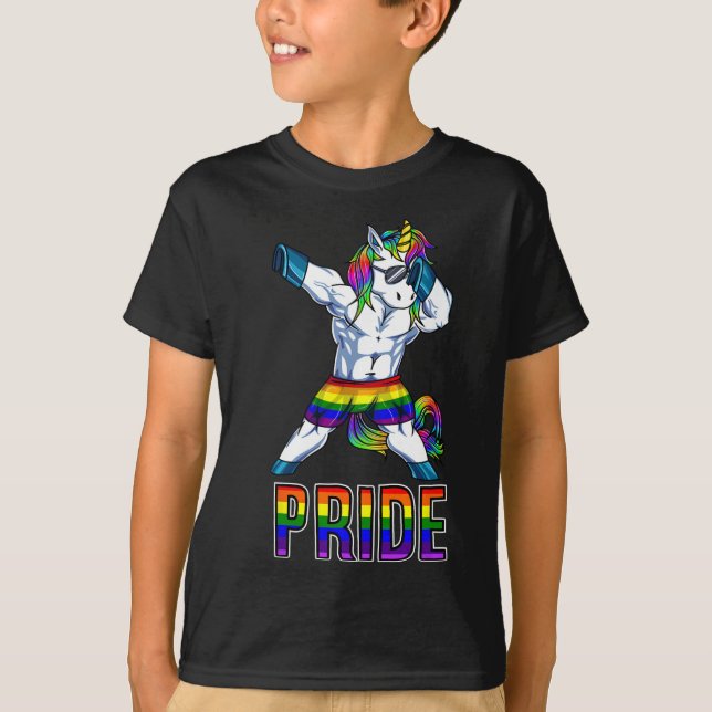 Pride Lgbt Bodybuilding Einhorn Muskel Lesbian Gay T-Shirt (Vorderseite)
