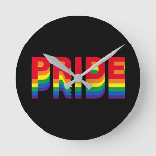 Pride lgbt lgbtq queer gay rainbow retro black runde wanduhr