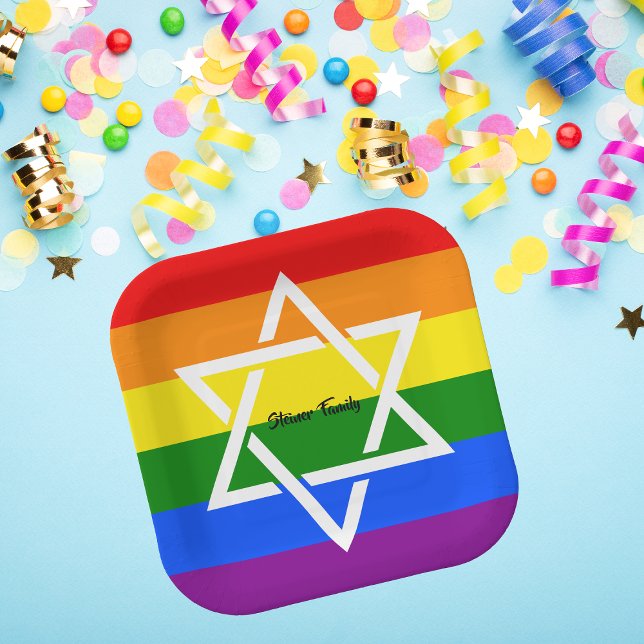 Pride LGBT Rainbow Flag jüdisches Gay Pappteller (Von Creator hochgeladen)