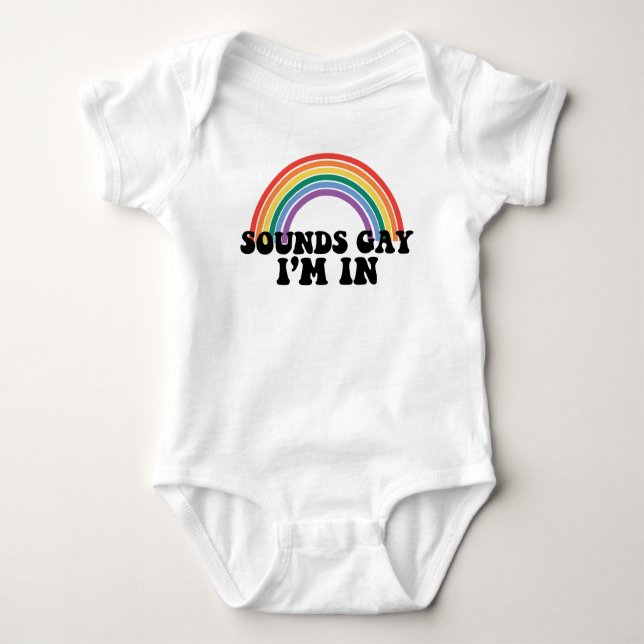 Pride LGBT Sounds Gay I bin in Gay Rainbow Baby Strampler (Vorderseite)