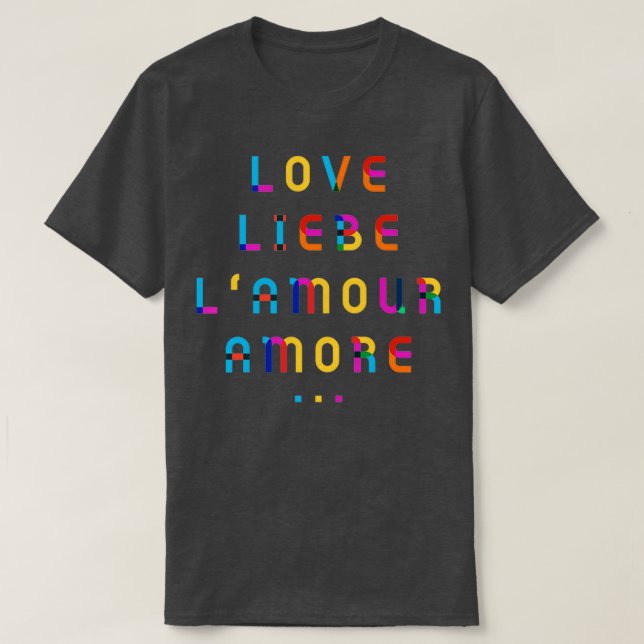 PRIDE LIEBE LIEBE LAMOUR AMORE Minimalistisch LGBT T-Shirt (Design vorne)