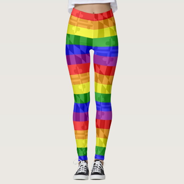 Pride Maryland Rainbow Flag Leggings Yoga Pants (Vorderseite)
