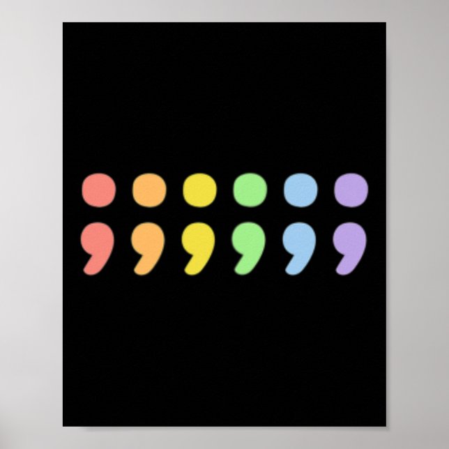 Pride Mental Health Semicolon Lgbtqia+ Lgbt Pastel Poster (Vorne)