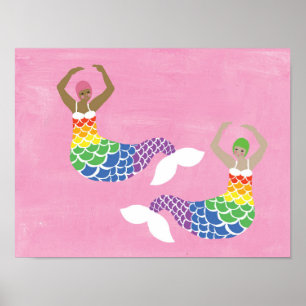 Pride Mermaid Rainbow Flag Schwanz LGBT Party Poster