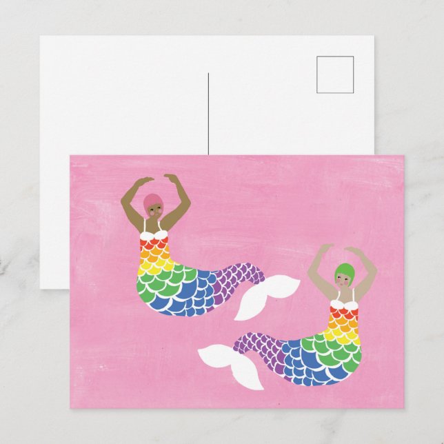 Pride Mermaid Rainbow Flag Schwanz LGBT Party Postkarte (Vorne/Hinten)
