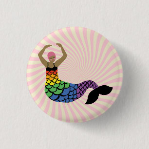 Pride Mermaid Rainbow Flag Schwanz LGBTIQ Party Button