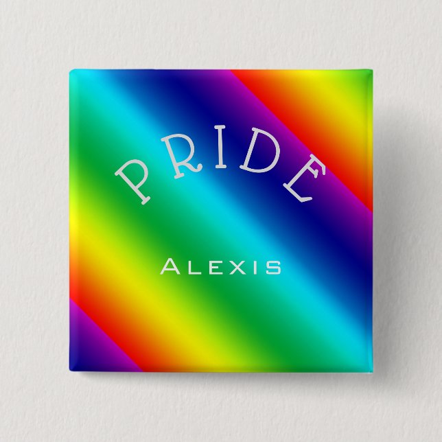 PRIDE mit Name Multicolor Sideways Rainbow Button (Vorderseite)