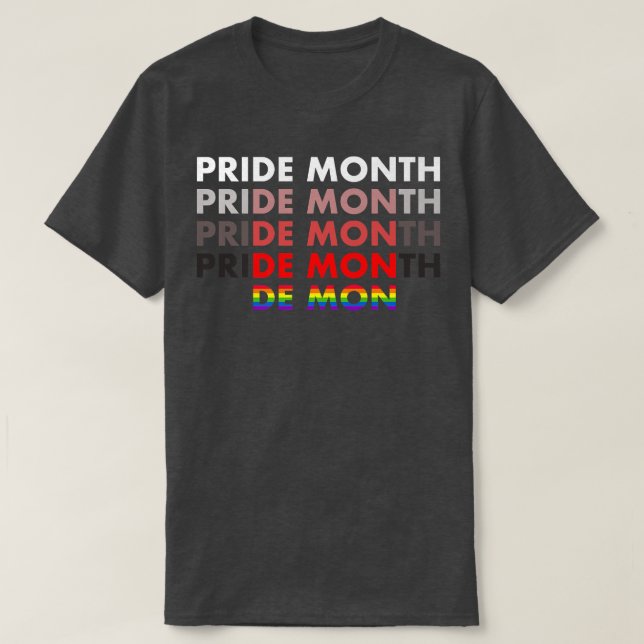 Pride Month Demon Funny Sarcastic Proud Rainbow F T-Shirt (Design vorne)