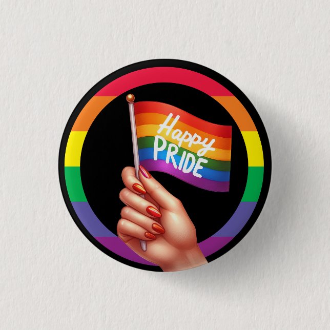 Pride Month LGBT mit Regenbogenthema Button (Vorderseite)
