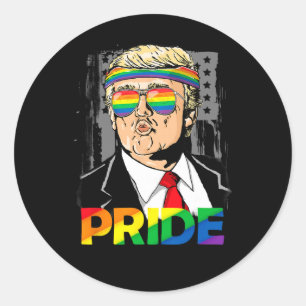 Pride Month Shirt Trump Lesbian Gay Biual Trans Runder Aufkleber