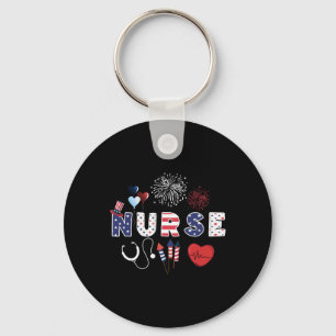 Pride Nurse Usa Flag Stethoscope Patriotic Nurse 4 Schlüsselanhänger