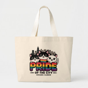 Pride of Chicago City Illinois USA Rainbow Flag Jumbo Stoffbeutel