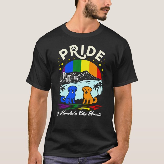 Pride of Honolulu City Hawaii Dogs Rainbow Flag T-Shirt (Vorderseite)