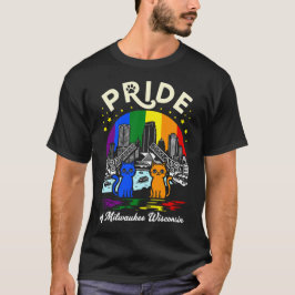 Pride of Milwaukee City Wisconsin Cats Rainbow Fla T-Shirt