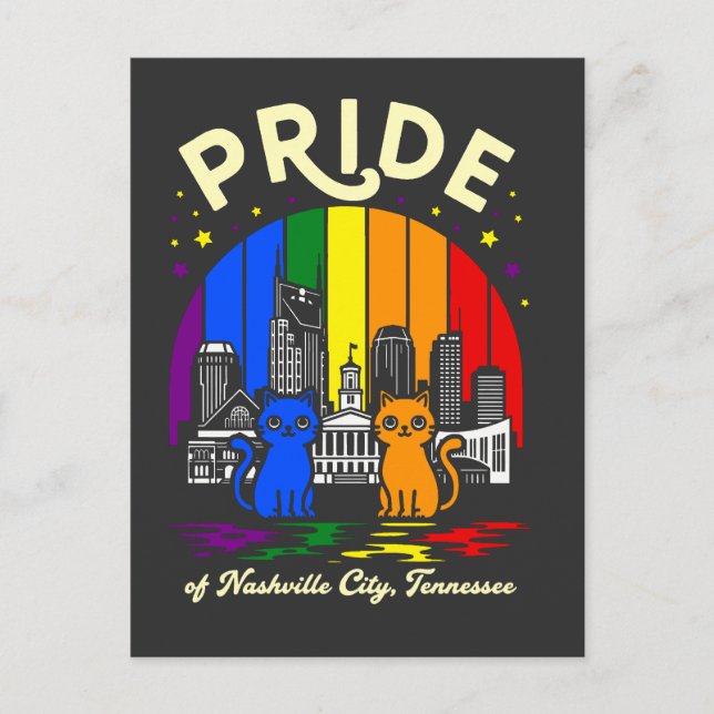 Pride of Nashville City Tennessee Cats Rainbow Fla Postkarte (Vorderseite)